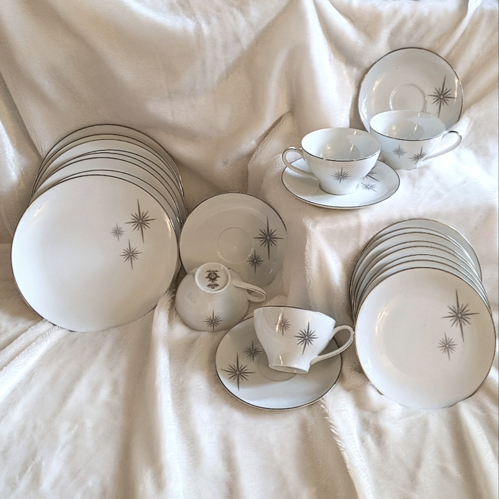 ✨ SOLD ✨ Atomic Starburst! Mid Century NORITAKE China Preston 6509 Dining Set